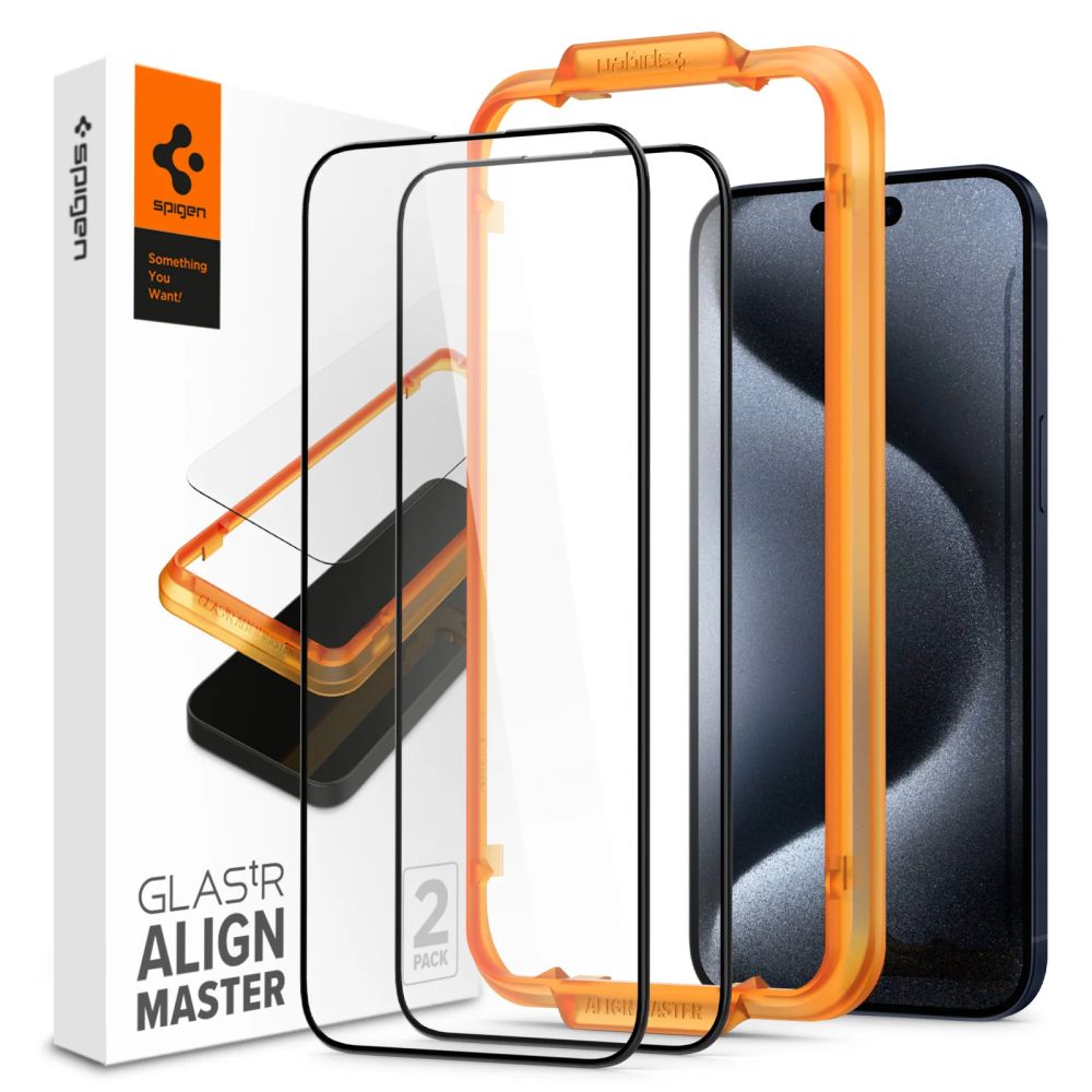 SPIGEN ALM GLASS FC 2x 3D Ochranné Sklo Apple IPhone 15 Pro Max BLACK