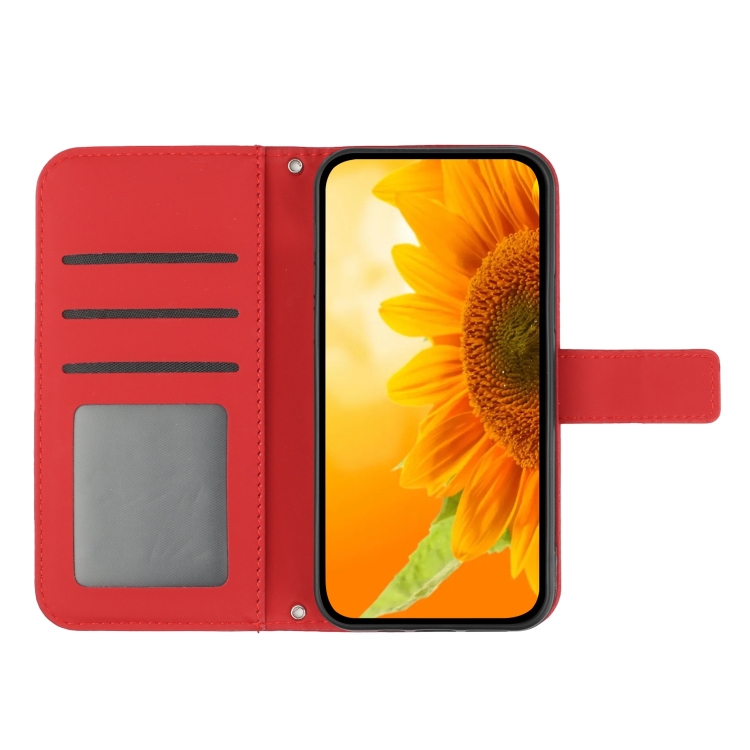 ART SUNFLOWER Peněženkový Obal Se šňůrkou Pro Xiaomi Redmi Note 11 / Note 11S červený