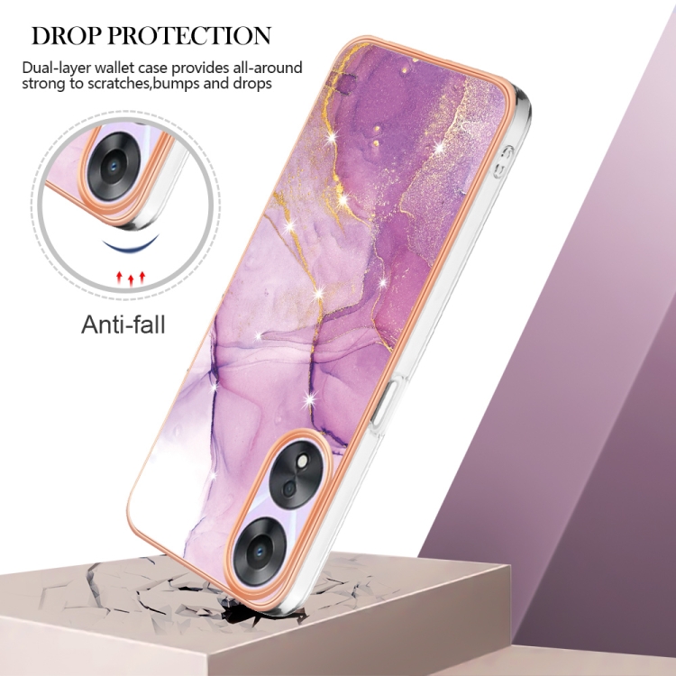 IMD MARBLE Ochranný Kryt Pro Oppo A58 PURPLE