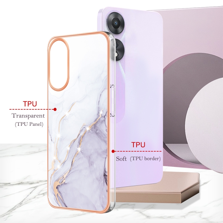 IMD MARBLE Ochranný Kryt Pro Oppo A58 WHITE