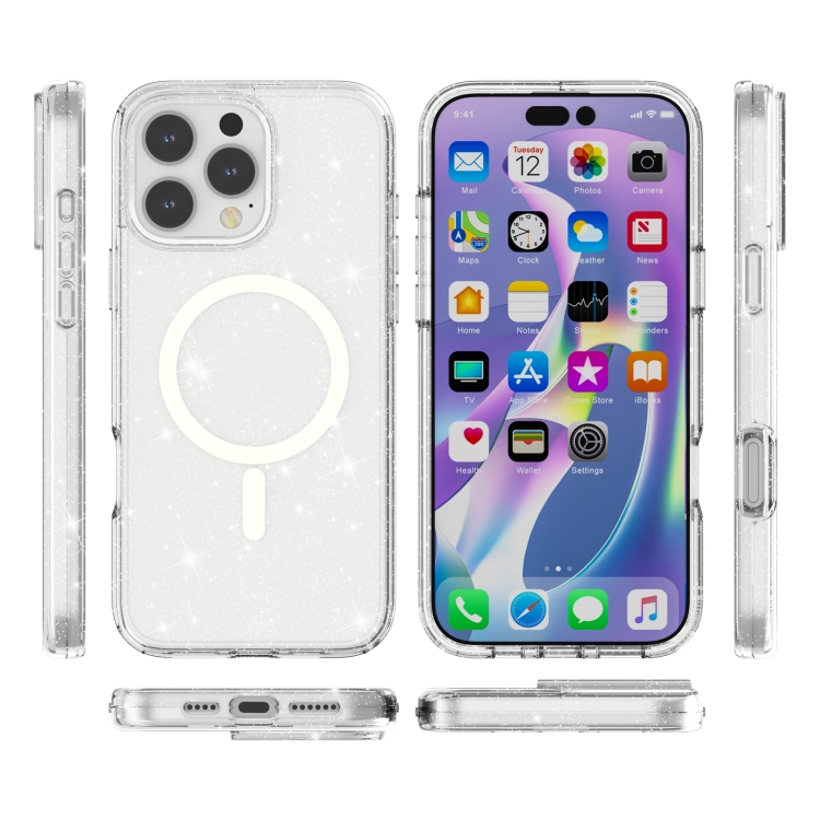 GLITTER MAGSAFE Ochranný Kryt Pro Apple IPhone 16 Pro Bílý