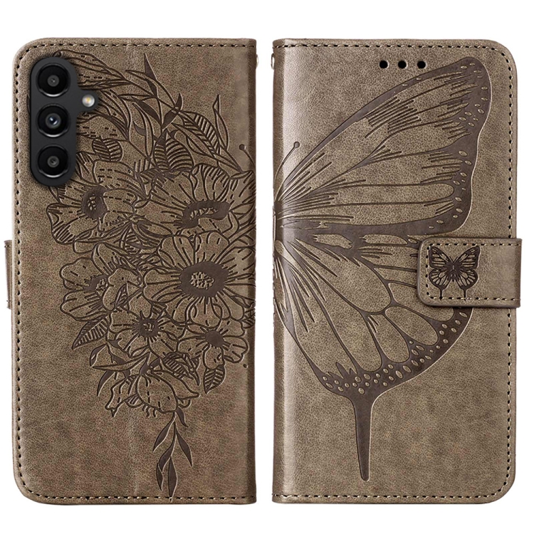 ART BUTTERFLY Peněženkový Obal Pro Samsung Galaxy A15/A15 5G šedý