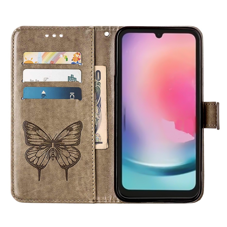 ART BUTTERFLY Peněženkový Obal Pro Samsung Galaxy A15/A15 5G šedý