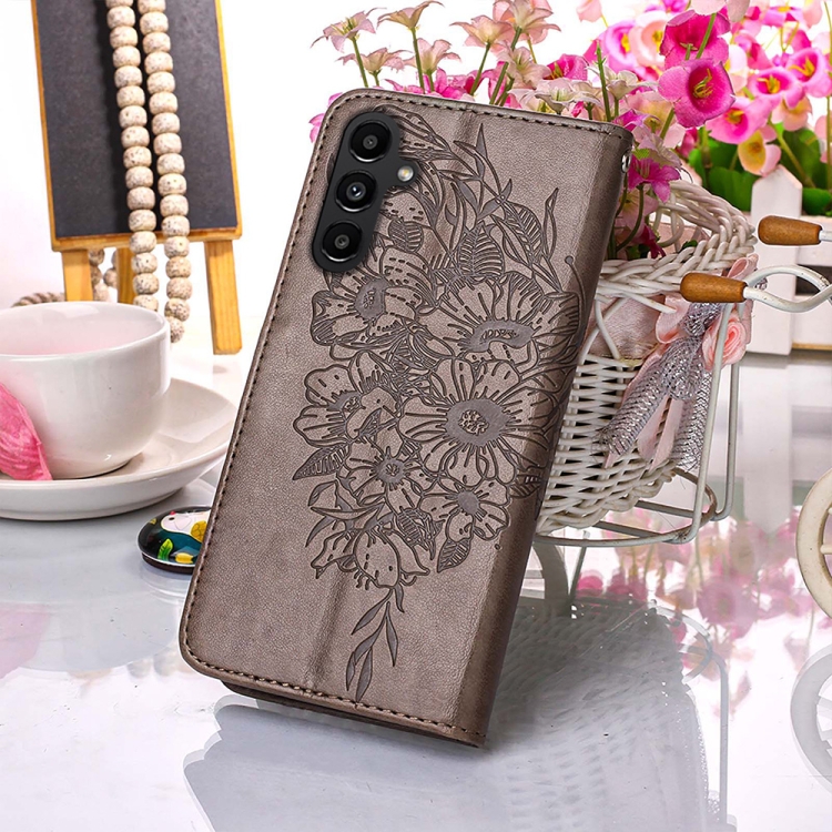 ART BUTTERFLY Peněženkový Obal Pro Samsung Galaxy A15/A15 5G šedý