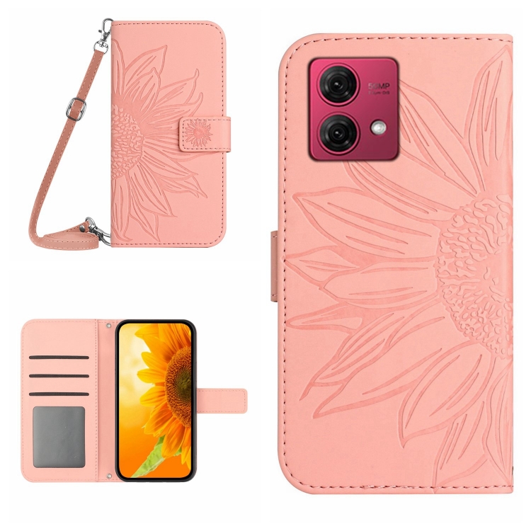 ART SUN FLOWER Peněženkové Pouzdro S řemínkem Motorola Edge 40 Neo Růžové