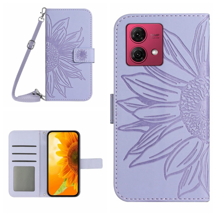 ART SUN FLOWER Peněženkové Pouzdro S řemínkem Motorola Edge 40 Neo Fialové