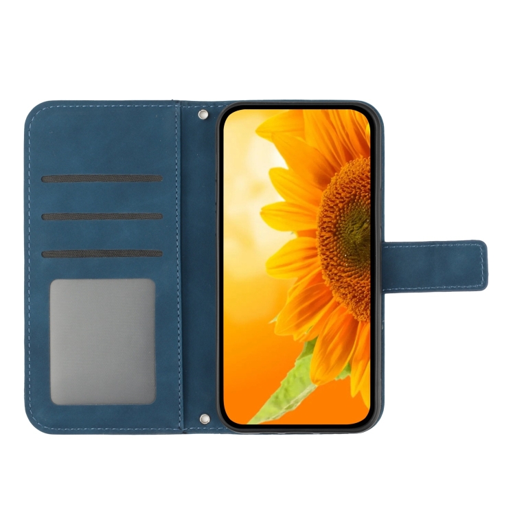 ART SUN FLOWER Peněženkový Obal Pro Motorola Moto G34 5G Modrý