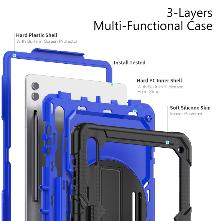 SOLID 360 Obal Pro Samsung Galaxy Tab S9 Ultra / Tab S10 Ultra Tmavomodrý