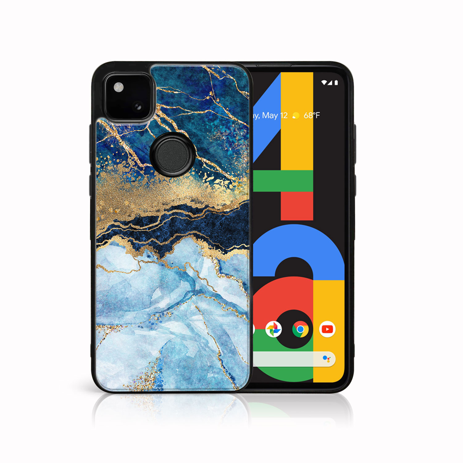 PROTEMIO 39345 MY ART Silikonový kryt Google Pixel 4a BLUE MARBLE (141)