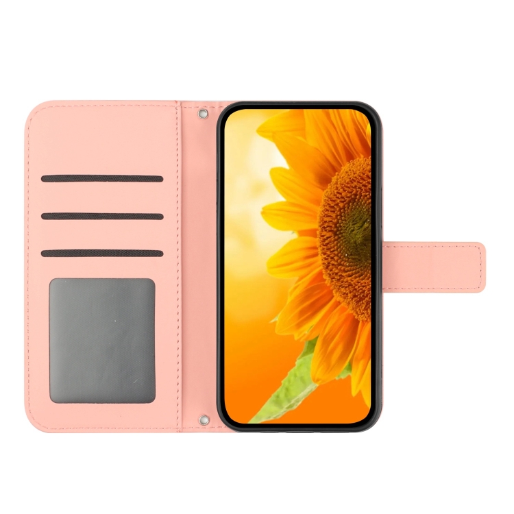 ART SUN FLOWER Peněženkový Obal Pro Samsung Galaxy A25 5G Růžový