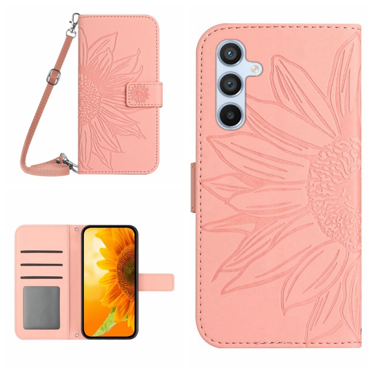 ART SUN FLOWER Peněženkový Obal Pro Samsung Galaxy A25 5G Růžový