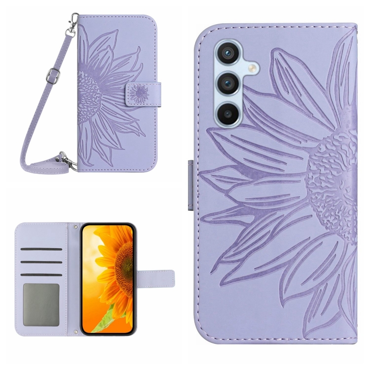 ART SUNFLOWER Peňaženkový Obal Pre Samsung Galaxy A15 / A15 5G Fialový