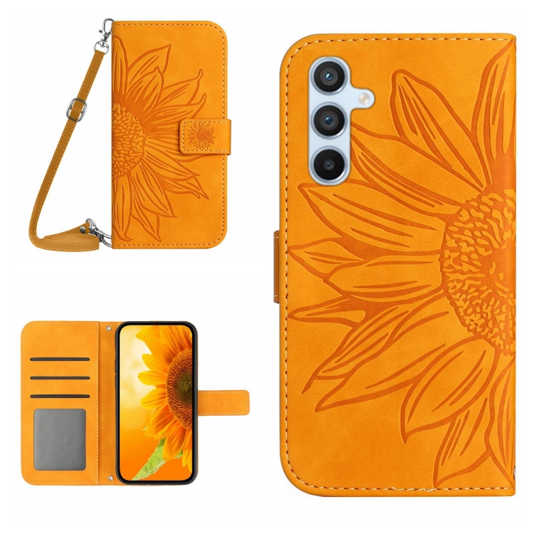 ART SUNFLOWER Peňaženkový Obal Pre Samsung Galaxy A15 / A15 5G žltý