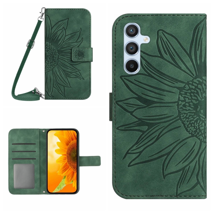 ART SUNFLOWER Peňaženkový Obal Pre Samsung Galaxy A15 / A15 5G Zelený