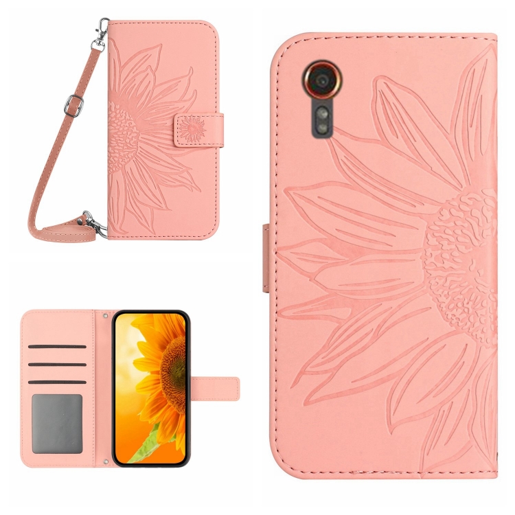 ART SUN FLOWER Peněženkový Obal Pro Samsung Galaxy Xcover 7 Růžový