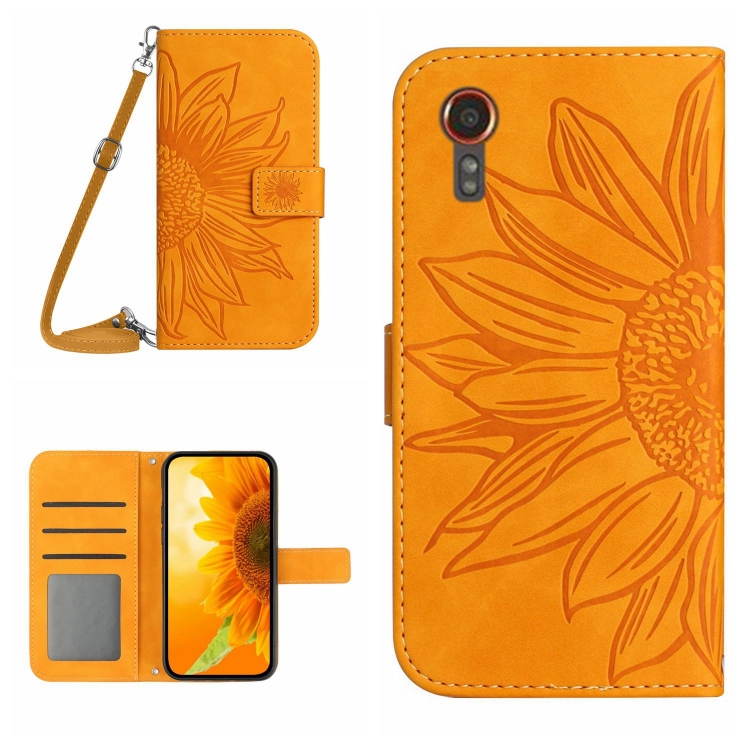 ART SUN FLOWER Peněženkový Obal Pro Samsung Galaxy Xcover 7 žlutý