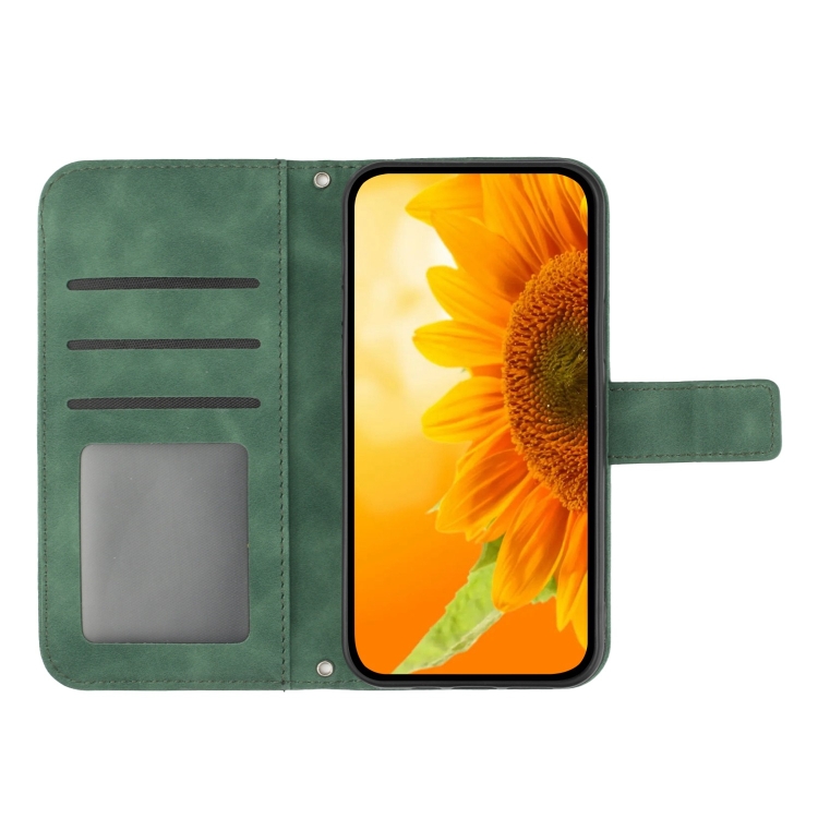 ART SUN FLOWER Peněženkový Obal Pro Samsung Galaxy Xcover 7 Zelený