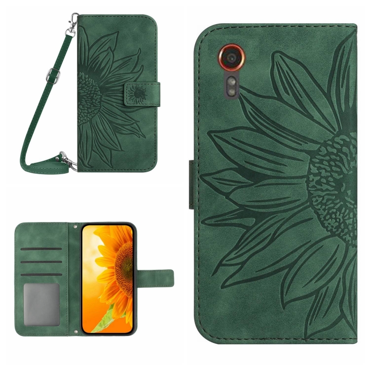 ART SUN FLOWER Peněženkový Obal Pro Samsung Galaxy Xcover 7 Zelený