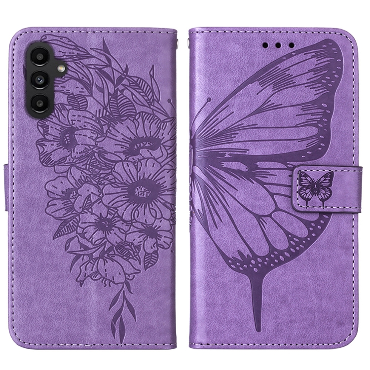 ART BUTTERFLY Peněženkový Obal Pro Samsung Galaxy A25 5G Fialový