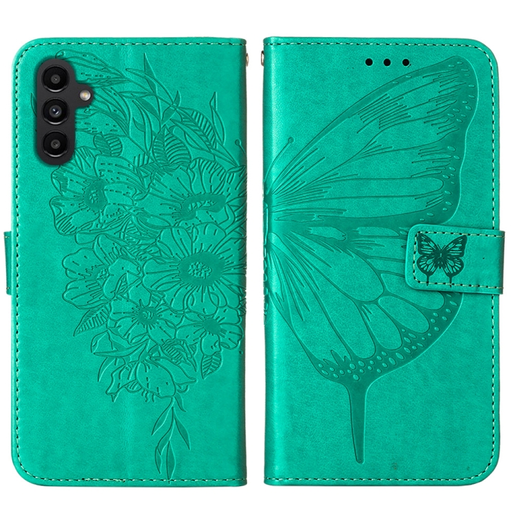 ART BUTTERFLY Peněženkový Obal Pro Samsung Galaxy A25 5G Zelený