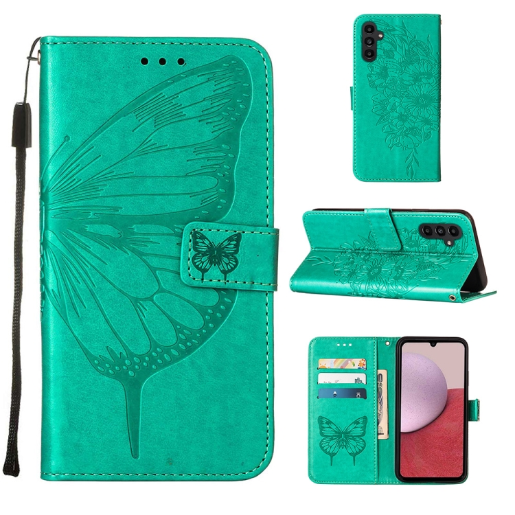 ART BUTTERFLY Peněženkový Obal Pro Samsung Galaxy A25 5G Zelený