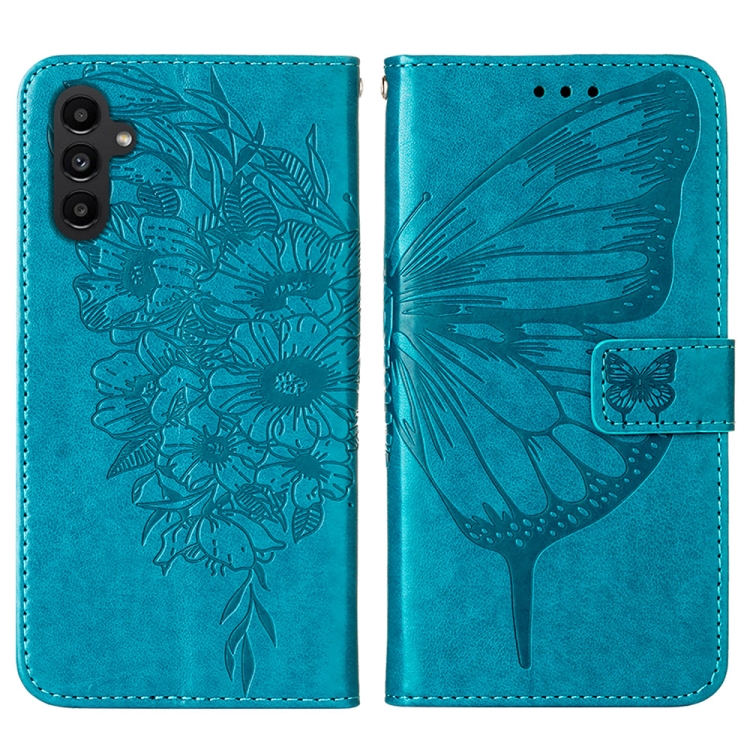 ART BUTTERFLY Peněženkový Obal Pro Samsung Galaxy A25 5G Modrý