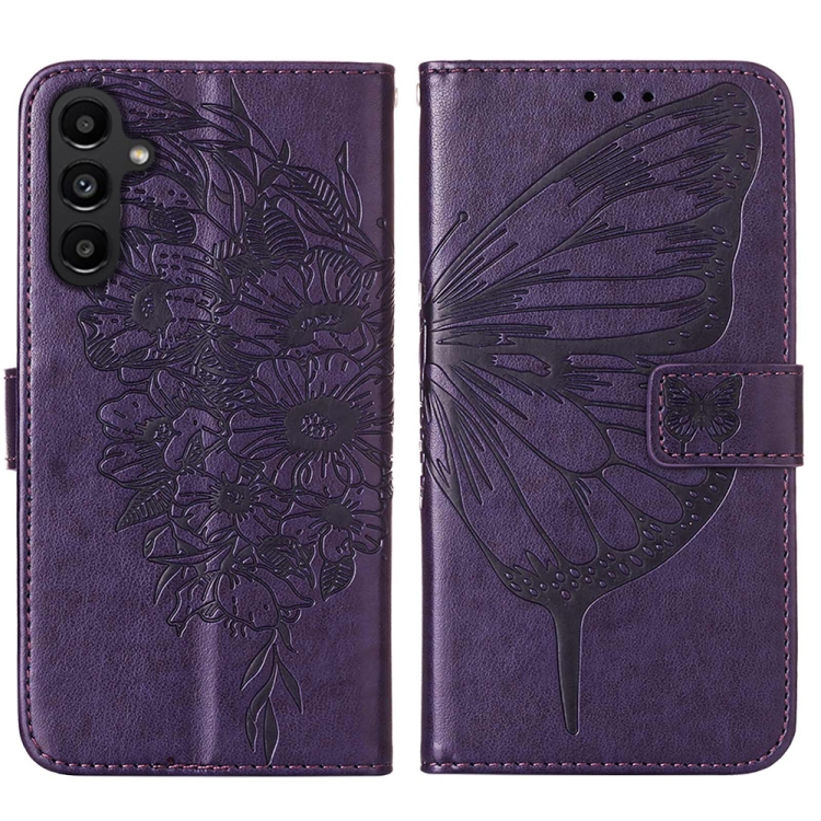 ART BUTTERFLY Peňaženkový Obal Pre Samsung Galaxy A15 / A15 5G Tmavofialový