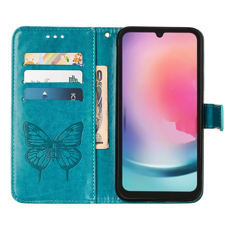 ART BUTTERFLY Peňaženkový Obal Pre Samsung Galaxy A15 / A15 5G Modrý