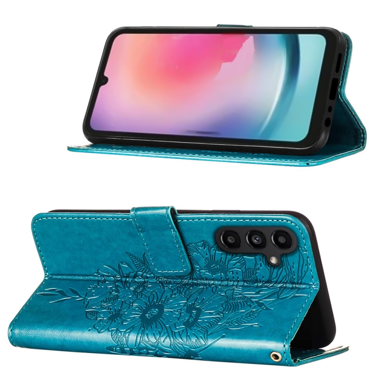 ART BUTTERFLY Peňaženkový Obal Pre Samsung Galaxy A15 / A15 5G Modrý