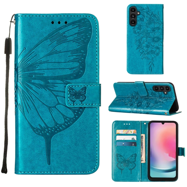 ART BUTTERFLY Peňaženkový Obal Pre Samsung Galaxy A15 / A15 5G Modrý