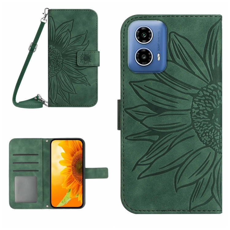 ART SUN FLOWER Peněženkový Obal Pro Motorola Moto G34 5G Zelený