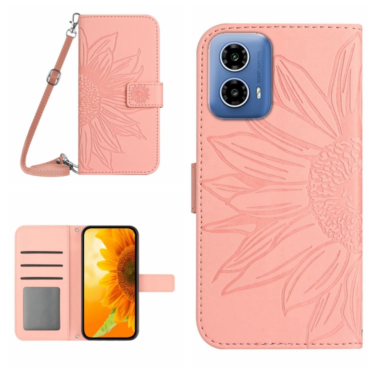 ART SUN FLOWER Peněženkový Obal Pro Motorola Moto G34 5G Růžový