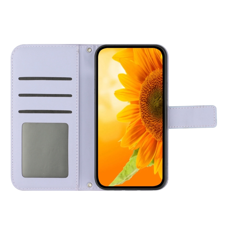 ART SUN FLOWER Peněženkový Obal Pro Motorola Moto G34 5G Fialový