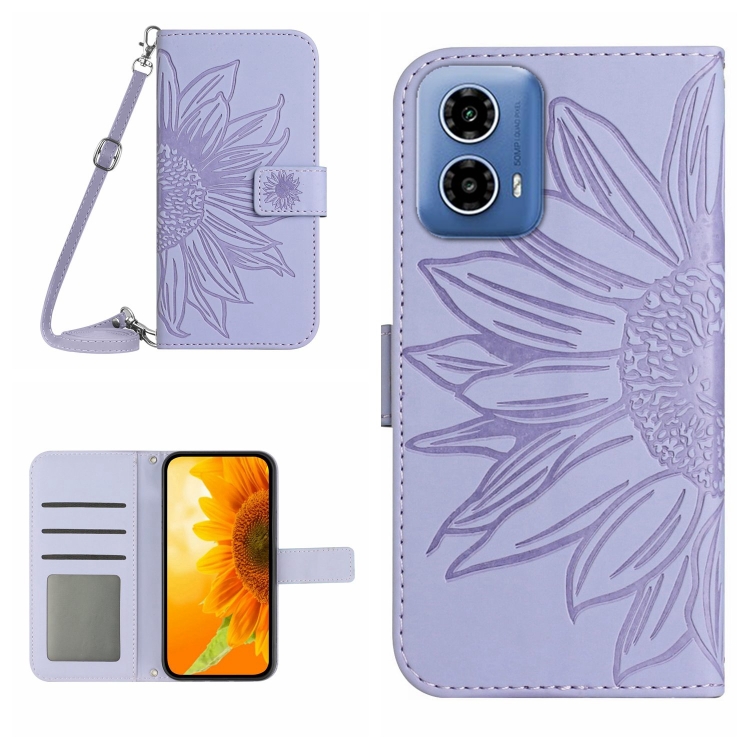 ART SUN FLOWER Peněženkový Obal Pro Motorola Moto G34 5G Fialový