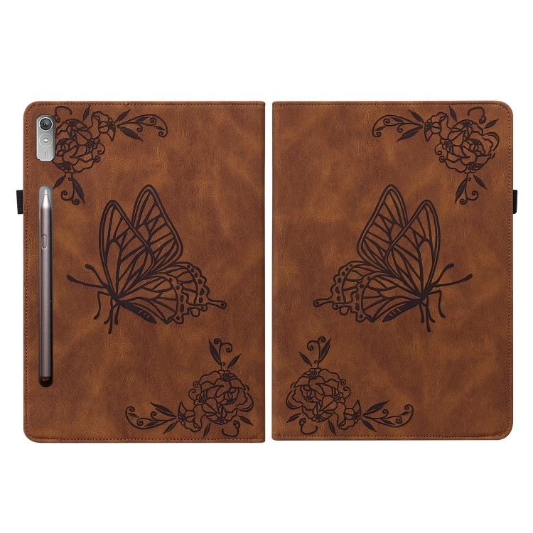 ART BUTTERFLY Peněženkový Obal Pro Lenovo Tab P12 Hnědý