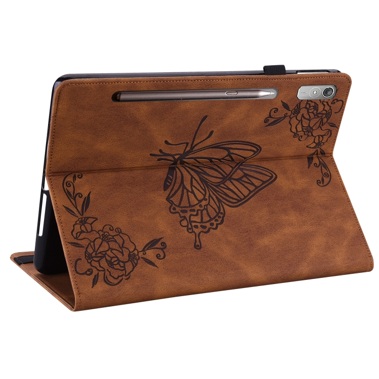 ART BUTTERFLY Peněženkový Obal Pro Lenovo Tab P12 Hnědý