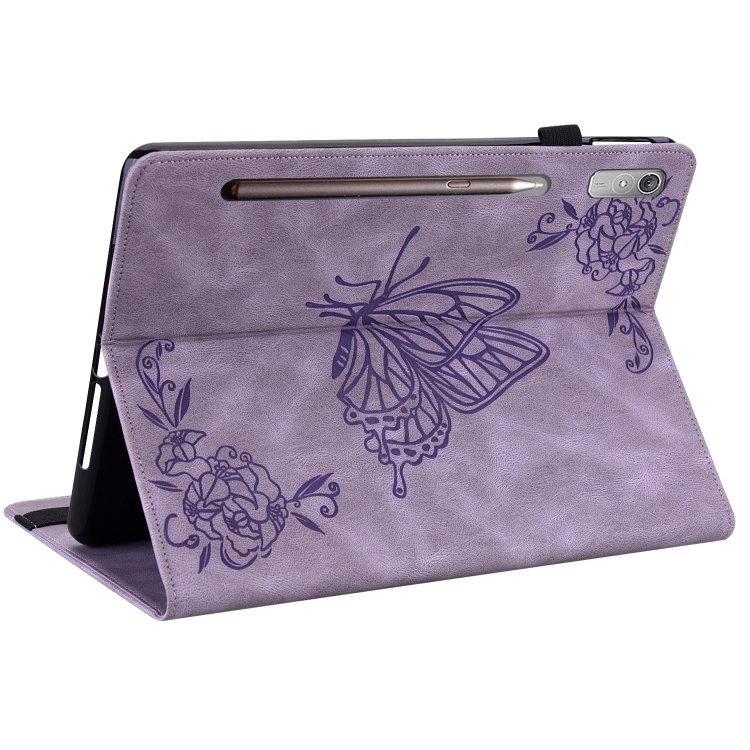 ART BUTTERFLY Peněženkový Obal Pro Lenovo Tab P12 Fialový