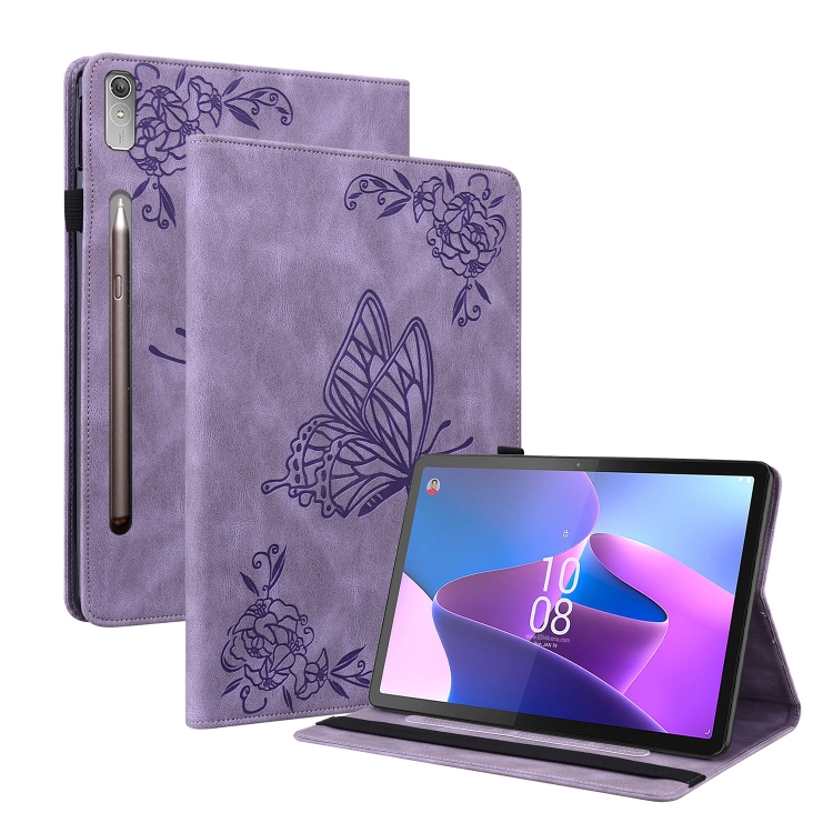 ART BUTTERFLY Peněženkový Obal Pro Lenovo Tab P12 Fialový