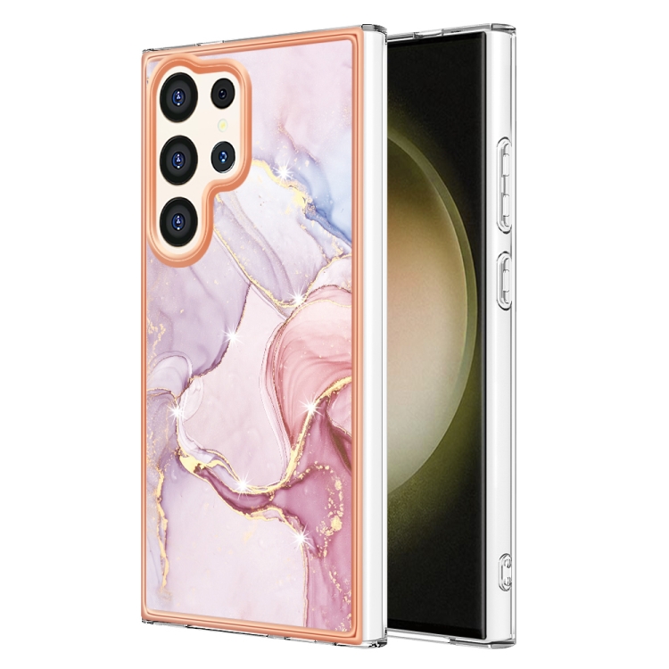 IMD MARBLE Ochranný Kryt Pre Samsung Galaxy S24 Ultra 5G ROSE GOLD