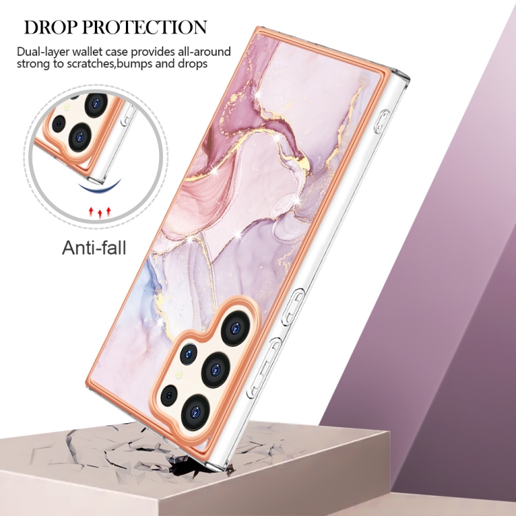 IMD MARBLE Ochranný Kryt Pre Samsung Galaxy S24 Ultra 5G ROSE GOLD