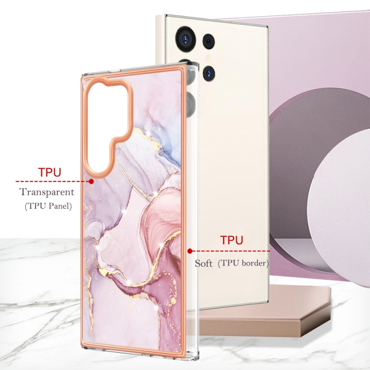 IMD MARBLE Ochranný Kryt Pre Samsung Galaxy S24 Ultra 5G ROSE GOLD