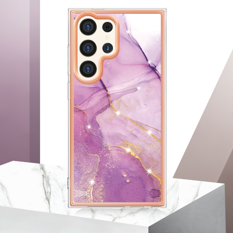 IMD MARBLE Ochranný Kryt Pre Samsung Galaxy S24 Ultra 5G PURPLE