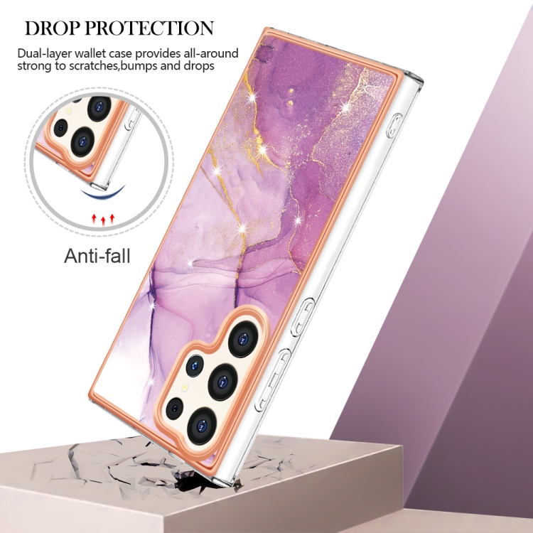 IMD MARBLE Ochranný Kryt Pre Samsung Galaxy S24 Ultra 5G PURPLE