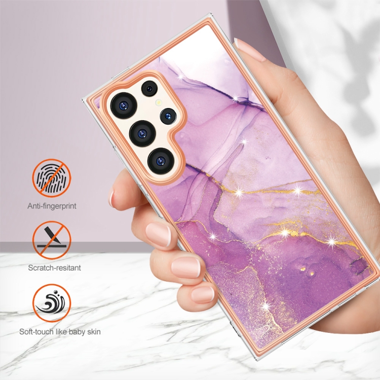 IMD MARBLE Ochranný Kryt Pre Samsung Galaxy S24 Ultra 5G PURPLE