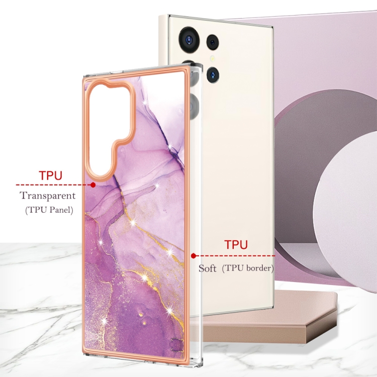 IMD MARBLE Ochranný Kryt Pre Samsung Galaxy S24 Ultra 5G PURPLE