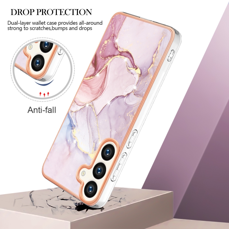 IMD MARBLE Ochranný Kryt Pro Samsung Galaxy S24 Plus 5G ROSE GOLD