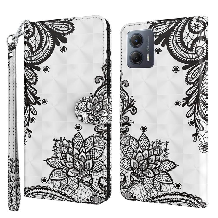 ART Peněženkový Kryt Pro Motorola Moto G54 5G / G54 5G Power Edition BLACK FLOWER