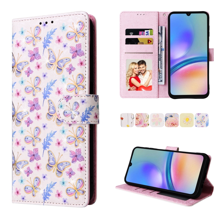 FLOWERY Peňaženkové Puzdro Pre Samsung Galaxy A05s PANSY