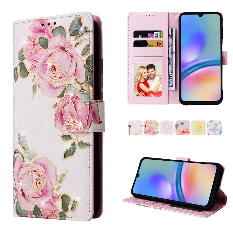 FLOWERY Peňaženkové Puzdro Pre Samsung Galaxy A05s ROSE