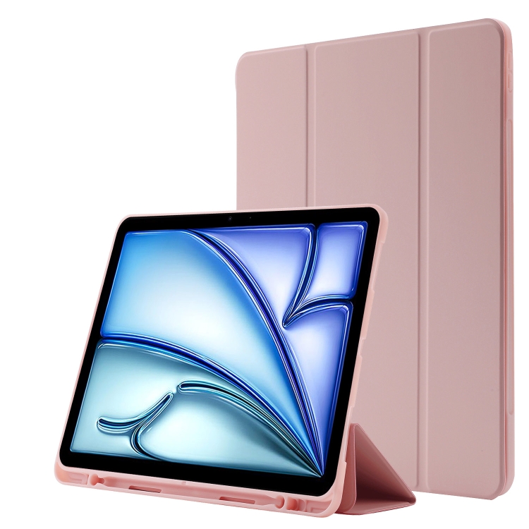 LEATHER Zaklápěcí Kryt Pro Apple IPad Air 11 2024 Světle Růžový